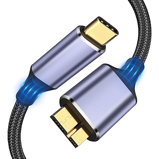 USB 3.1 Micro B to USB C Hard Drive Cables, 6FT 10 Gbps USB C to Micro B, External Hard Drive Cable Compatible with MacBook Pro/Air, iPad/Tablet, iPhone, Samsung Galaxy S24, WD Seagate etc