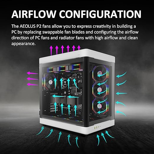 GAMDIAS 120mm ARGB PWM Case Fan, 2 Blades in 1 Fan Pack (Standard & Reverse Blades), Sync with RGB Motherboards, Easy Installation & Cable Management w/Cabless Daisy Chain Design