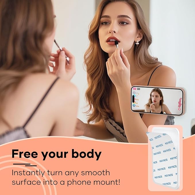 Silicone Phone Sticky Grip, Suction Phone Case Mount for iPhone and Android, Hands-Free Sticky Cell Phone Grip, Mobile Fidget Mirror Holder for Selfies and Videos