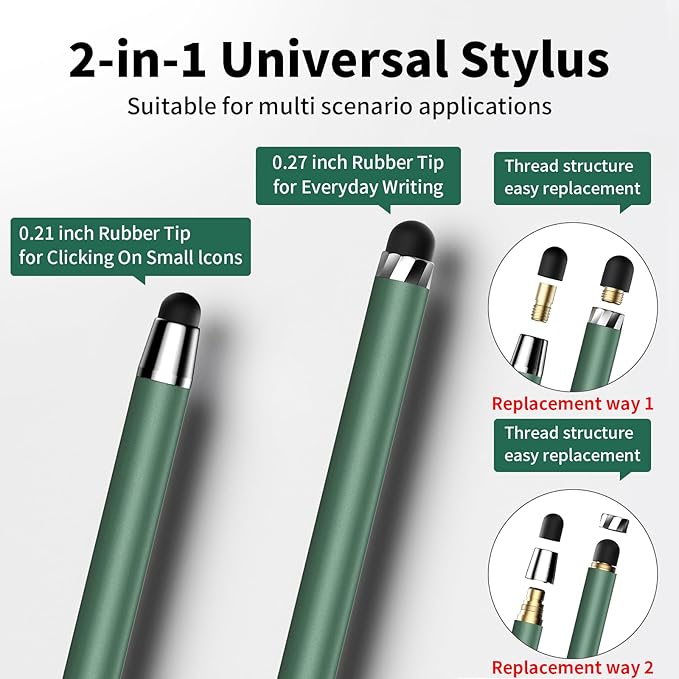 Stylus Pen for Touchscreen,5 PCS Stylus,2-in-1 Stylus Pen for iPad, High Sensitivity Precision Suitable for All Touch Screens of iPhone/ipad/Android Tablet(Black/White/Gray/Gold/Dark Green)