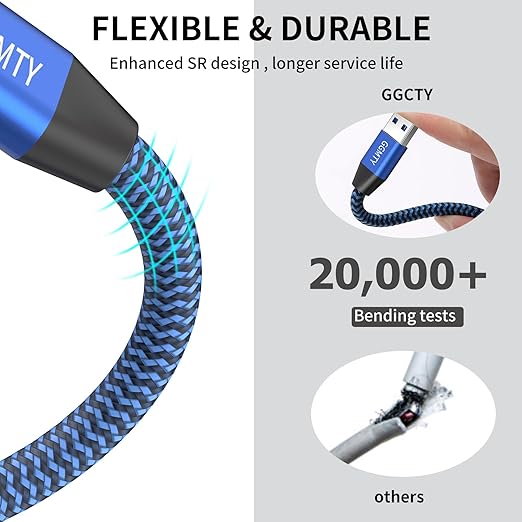 USB 3.0 Extension Cable 6ft, Type A Male to Female Extension Cord Durable Braided Material High Data Transfer Compatible with USB Keyboard,Mouse,Flash Drive, Hard Drive,Printer