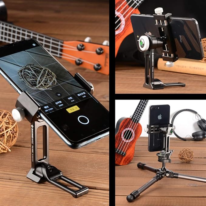 Metal Phone Tripod Mount Adapter, Arca Dovetail and 1/4" Screw Mount,Adjustable Vertical and Horizontal Dock for Samsung Galaxy, iPhone, and Other Smartphones Holder