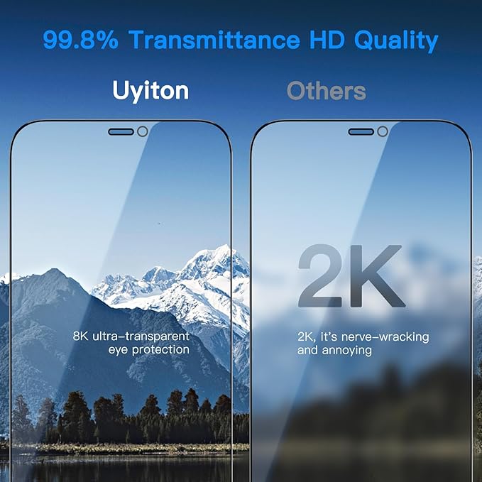 Uyiton Anti-Blue Light for iPhone 12 Pro Max Screen Protector - Unbreak-Glass Full Coverage Case Friendly Scratch Resistance 9H Tempered Glass Screen Protector for iPhone 12 Pro Max, 2 Pack