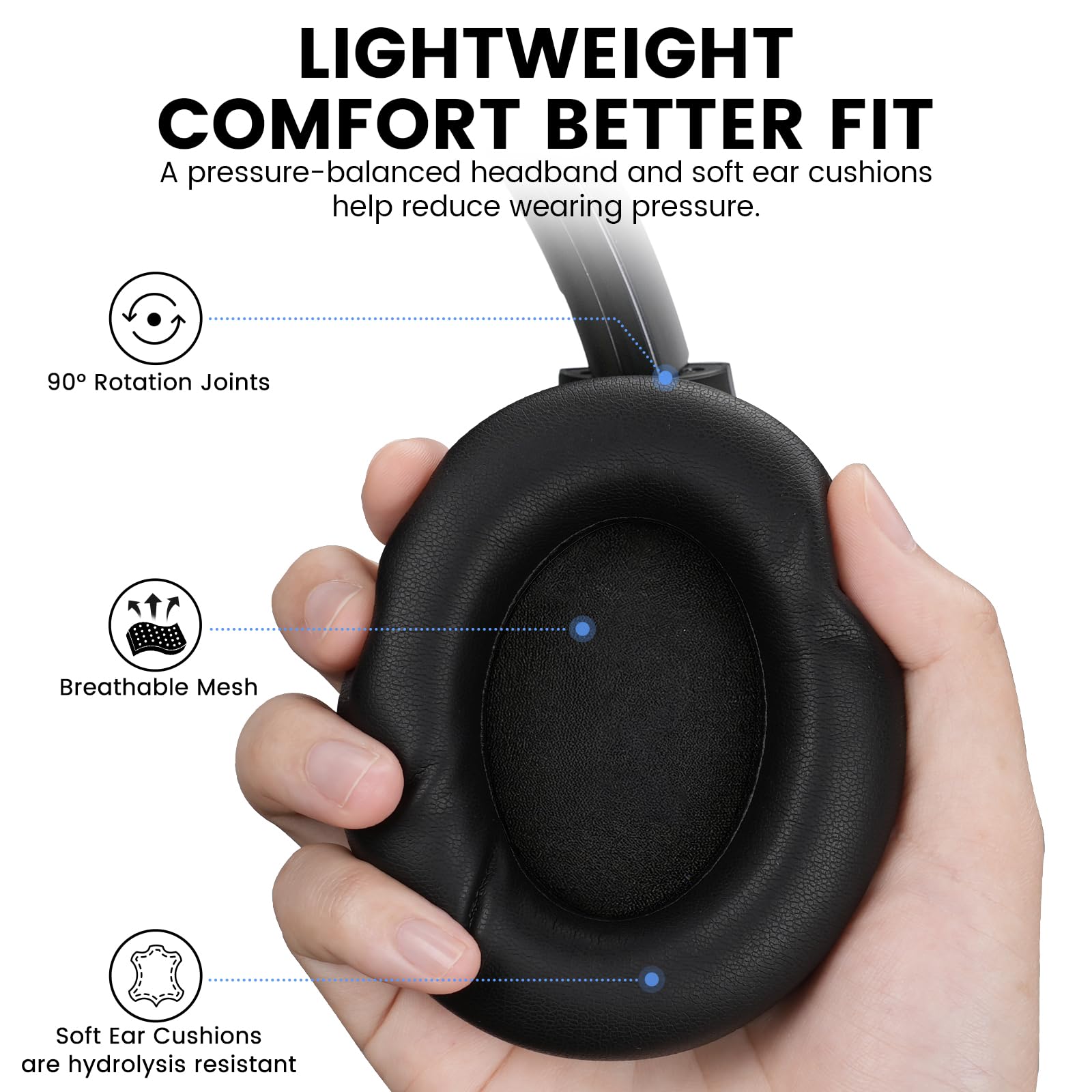 1Mii Y8+ Noise Cancelling Headphones Bluetooth 6.0 Over-Ear Wireless