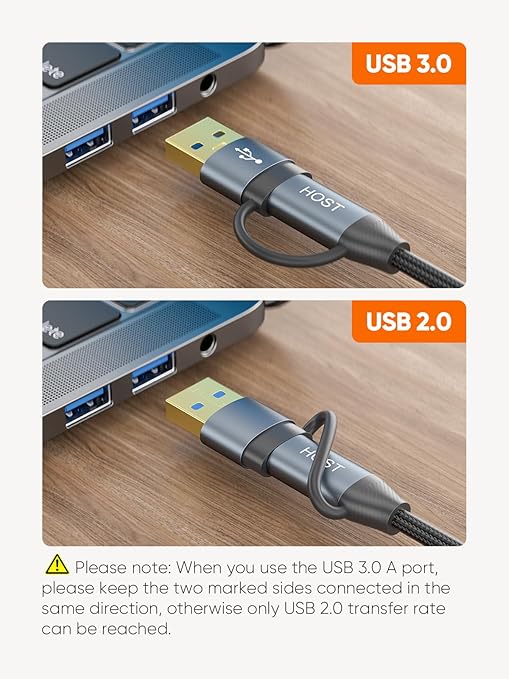 CableCreation USB C Hard Drive Cable 2FT, 5Gbps USB A/C to Micro B, USB 3.0 Cable Compatible with iPhone 15 Plus/15 Pro Max, WD, External Hard Drive, and Camera, Grey