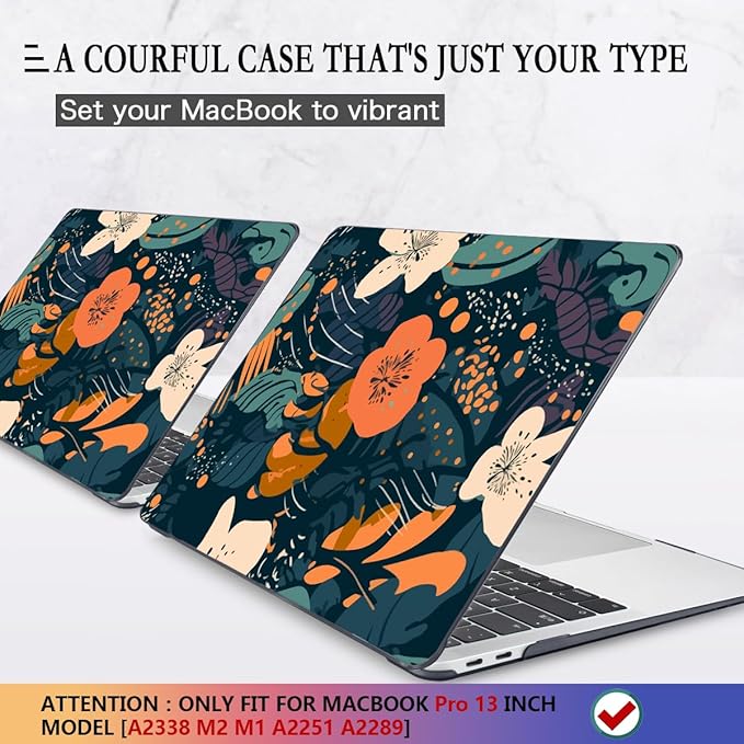 CISSOOK Compatible with MacBook Pro 13 inch Case 2025-2016 Release M2 M1 A2338 A2251 A2289 A2159 A1989 A1706, Plastic Flowers Hard Shell&Keyboard Cover for MacBook Pro13 Case, Little Flower