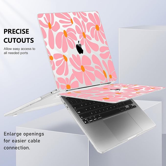 May Chen Case for MacBook Pro 13 inch M2 2023,2022,2021,2020 A2338 M1 A2251 A2289, Plastic Hard Shell Case for MacBook Pro 13" with Touch Bar Fits Touch ID, Groovy Flower