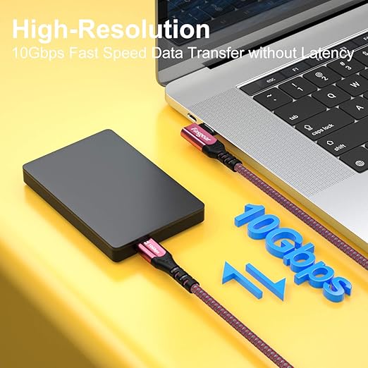 Fasgear USB C to USB C 3.1 Gen 2 Cable 10ft, 10Gbps 100W(20V/5A) Power Delivery with E-Marker Chip 10Gbps Data Sync 4K@60Hz Video Output Compatible for Type-C Devices,Quest Link,MacBook, 3m Red