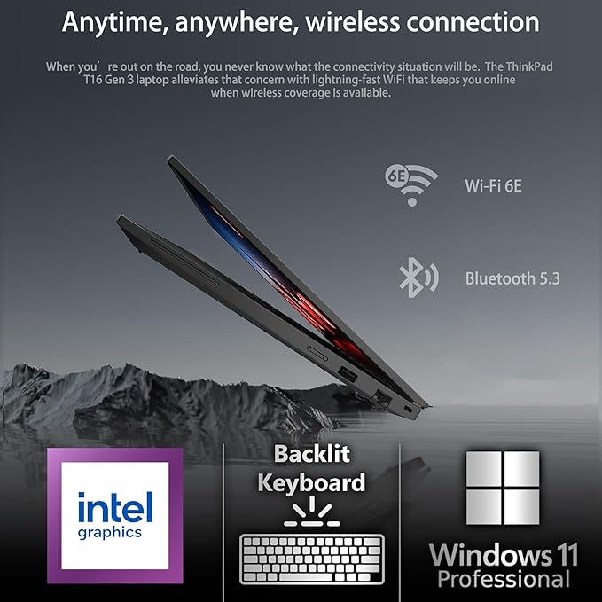 Lenovo ThinkPad T16 Gen 3 Business Laptop 16” FHD+ Display, Intel Ultra 7-155U (Beats i7-1355U), 64GB DDR5 RAM, 2TB SSD, 5MB Webcam, WiFi 6E + BT, RJ-45, HDMI, Win 11 Pro, AI Copilot - Black