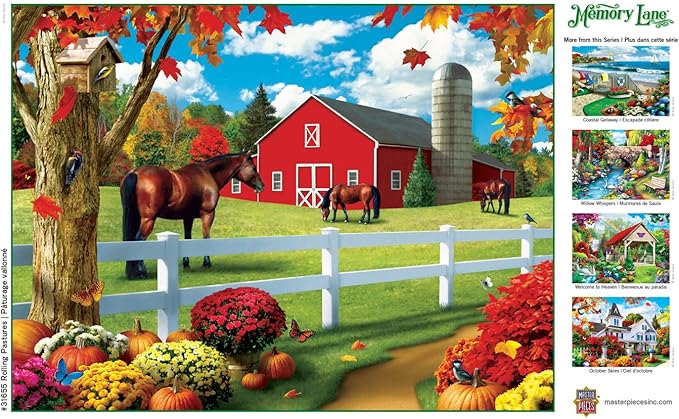 MasterPieces - 300 Piece Jigsaw Puzzle, Large EZ Grip Shapes, Rolling Pastures, Fun for Adults, Seniors, Family, Kids, Non-Glare Finish, 18"x24"