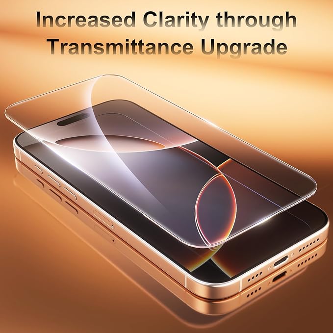 Fotbor [3+3 Pack for iPhone 16 Pro Max Screen Protector, Anti-Blue Light, [Eye Protection] 9H+ Tempered Glass with Camera Lens Protector Anti-Glare