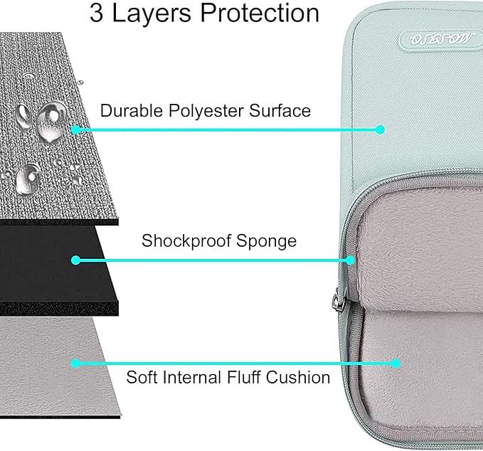 MOSISO Laptop Case 13.3 inch, 13-13.3 inch Laptop Sleeve Compatible with MacBook Air/Pro 13 / Pro 14, HP Dell ASUS Lenovo Notebook, Polyester Vertical Computer Sleeve Bag with Pocket, Mint Green