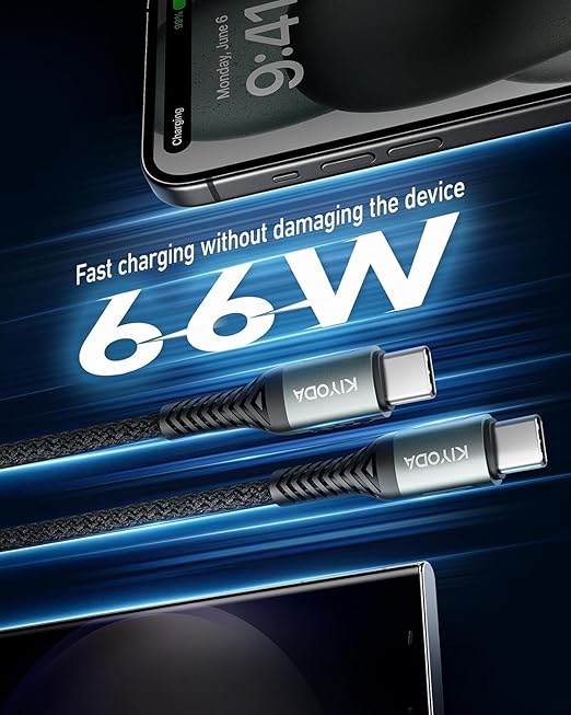 USB C to USB C Cable Coiled 6FT 2Pack, Braided Type C Charger for Car 66W Fast Charging Cord Compatible with iPhone 16 15, iPad, Samsung Galaxy, Google Pixel, Moto, LG, TCL Phones