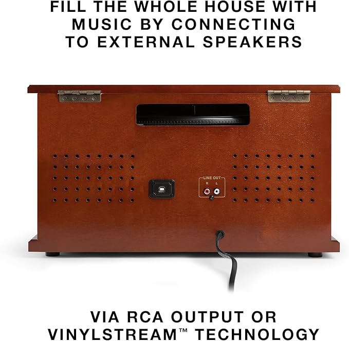 Victrola Navigator 8-in-1 Bluetooth Record Player with Built-in Speakers – 3 Speed Turntable, CD Player, Cassette, FM Radio, USB, RCA Out, Headphone Jack, Wireless Music Streaming, Real Wood (Oak)