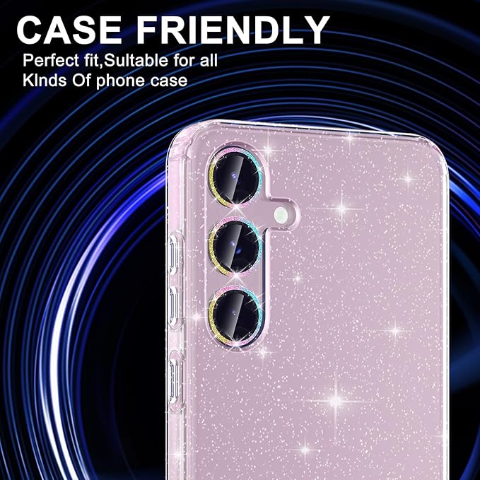 for Samsung Galaxy S23/S23 Plus Camera Lens Protector, Individual Metal Ring Tempered Glass Lens Cover, [Strong Adsorption] Scratch Resistant Ultra-Thin HD Clear Lens Cover, 1 Set-Colorful