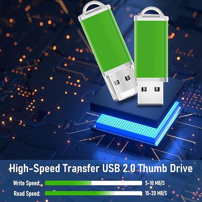 USB Thumb Drive 4GB Flash Drive 20 Pack Nicepicten FAT32 Zip Drive USB 2.0 Flash Drives Jump Drive Multipack Memory Stick Pendrive for Events Office Shared Data Storage, Green 20PCS 4GB
