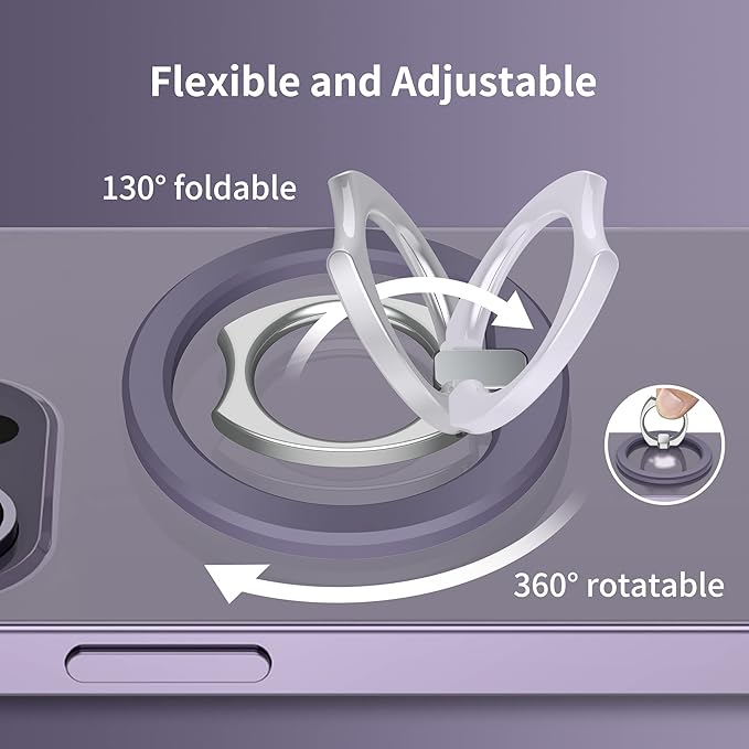 PROfezzion Thin Metal Ring Holder for MagSafe, Removable Strongest Magnetic Phone Grip for iPhone 16 15 14 13 12 Pro Max Plus with Mag-Safe Case [Not for Regular Case] [MagSafe Car Mount Compatible]