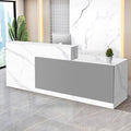 Reception Desk with Counter Modern Checkout Counter with Lockable Drawer Keyboard Tray Receptionist Desk for Office Salon Reception Table G Right 63inch/160cm