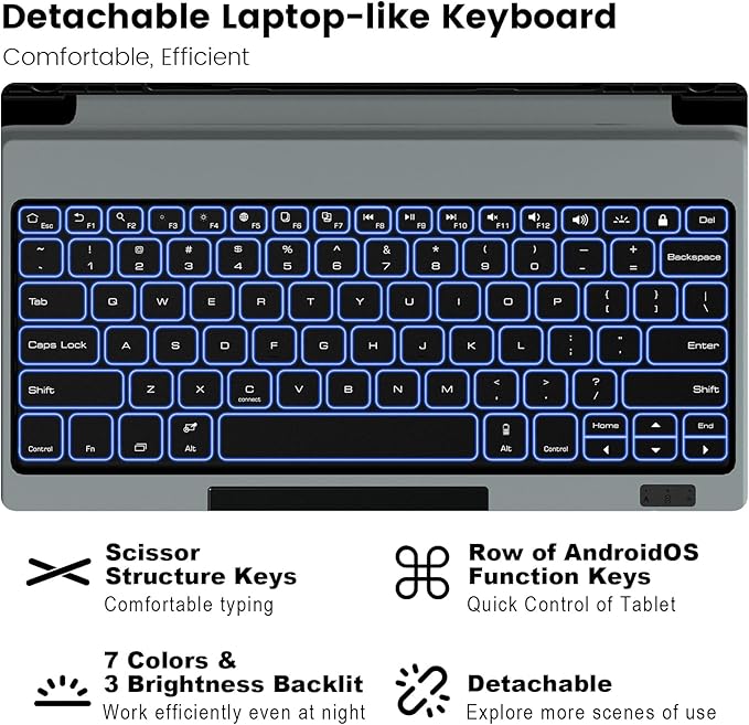 Nillkin for Samsung Galaxy S7 FE/ S7+ Plus/ S8+ Plus 12.4 Inch Keyboard Case,7 Backlight Colors, Magic Trackpad,S Pen Holder,Slide Camera Cover Compatible with Galaxy S8 Plus Tablet Case with Keyboard