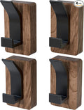 4 PCS Black Walnut Wood Wall Hooks Adhesive Mounted & Wall Mounted Rustic Decorative Entryway Hooks Mid Century Modern Natural Wooden Pegs for Hanging Coat Clothes Hat Bag Purse and Towel