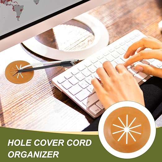 PATIKIL Desk Grommet 2-1/16", 8 Pcs Round Cable Grommet Cord Hole Cover with Adhesive Tape Flexible Table Wire Organizer for Office Home Table Countertop, Gray
