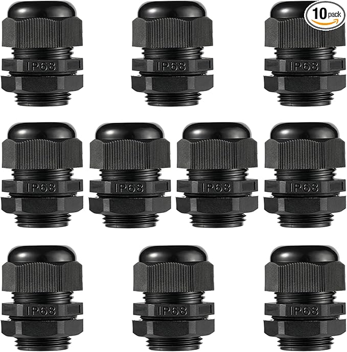 PENGLIN Cable Glands 3/4" NPT Nylon Cable Connector, Strain Relief Cord Connector, IP68 Waterproof Adjustable Locknut(3/4 Inch (10-Pack))