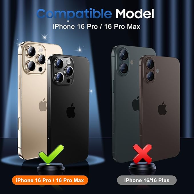UniqueMe for 3 Pack iPhone 16 Pro/iPhone 16 Pro Max Camera Lens Protector - [Drop Protection] [Case Friendly] 9H Tempered Glass Camera Cover Screen [Update New Version] - Gold