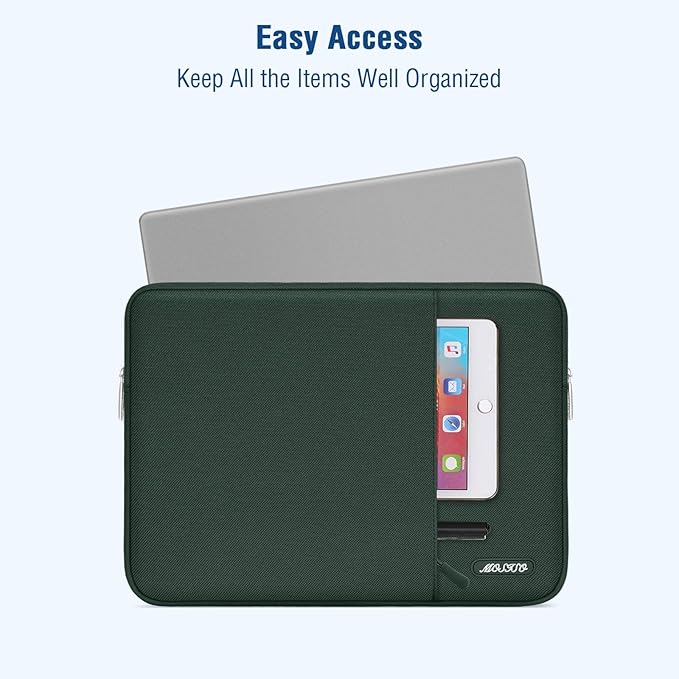 MOSISO Laptop Case 15 inch, 15 inch Laptop Sleeve Compatible with MacBook Air 15 M4 A3241 M3 A3114 M2 A2941 2025 2024 2023,Dell XPS 15,Polyester Vertical Computer Sleeve Bag with Pocket,Midnight Green