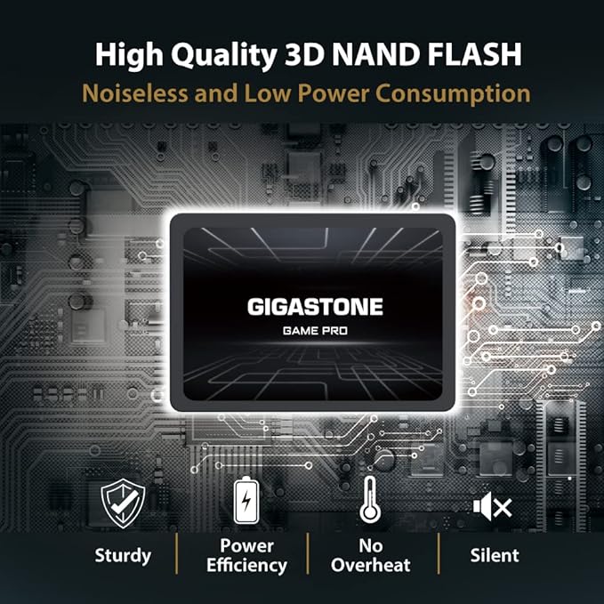 Gigastone SATA SSD 128GB (2-Pack) 2.5 inch SSD 510MB/s Upgrade Laptop PC Memory and Storage PS4 HDD Replacement 2.5" Internal Solid State Hard Drives SATA III SLC Cache 3D NAND Game Pro Performance