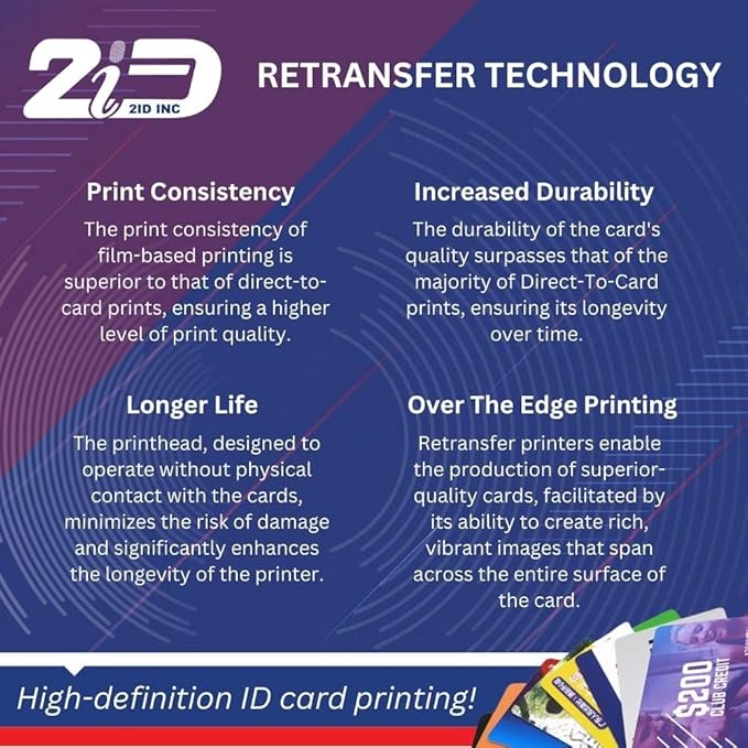 2ID Fargo HDP5000e Dual-Sided ID Card Printer 096640 | High-Definition and Versatile Badge Printer for Corporate and Student ID Badges