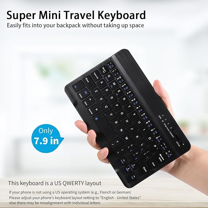 for Samsung Galaxy Z Fold 7 6 5 Keyboard and Mouse, Portable Mini 7.9inch Bluetooth Keyboard with Leather Case and Capacitive Pen, 4 in 1 Set for Z Fold7 6 Accessories