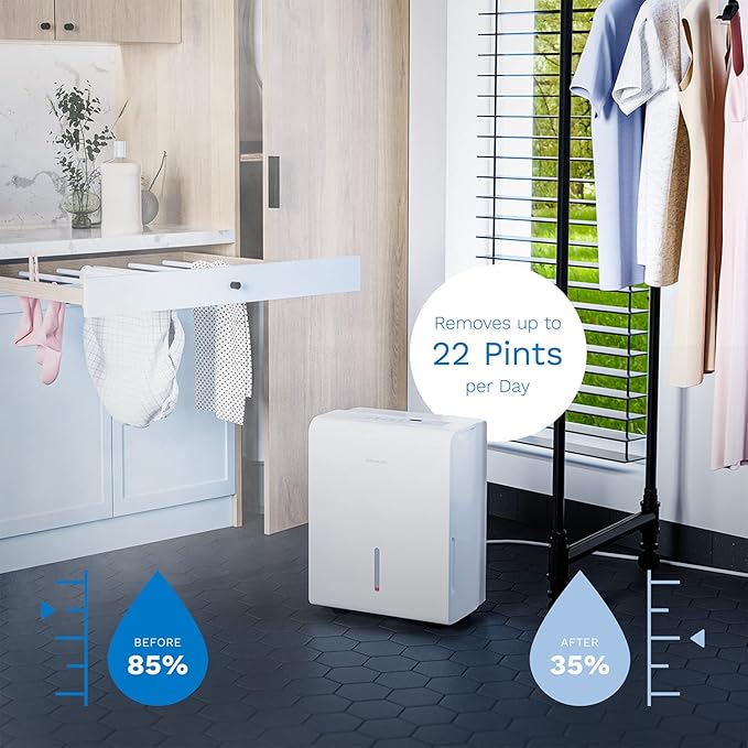 hOmeLabs 1,500 Sq. Ft White Dehumidifier for Medium to Large Rooms and Basements