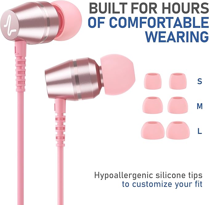 LUDOS OMNITONE USB C Headphones for iPhone 16 15 Pro Max Plus iPad Pro, 5 Years Warranty, USB-C Earbuds for Samsung Galaxy S24 S23 Ultra S22 S21 FE S20 A55 A54 A53, USB Type C Earphones - Pink