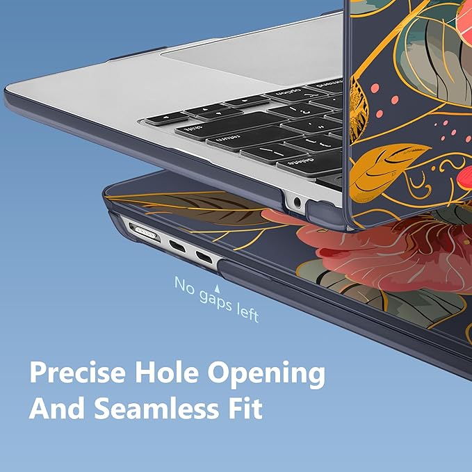 Mektron Compatible with M4 MacBook Air 15 inch Case 2025 A3241 2024 2023 M3 A3114 A2941 M2 Liquid Retina Display Touch ID, Plastic Hard Case & Keyboard Skin & Screen Protector - Floral C339
