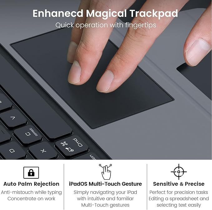 Nillkin iPad Pro 11(1st/2nd/3rd/4th Gen) & iPad Air 5th/4th Generation Case with Keyboard, Magic Trackpad, Rugged Case with Detachable Keyboard, 7 Backlight Colors, Portrait/Landscape Modes, Black