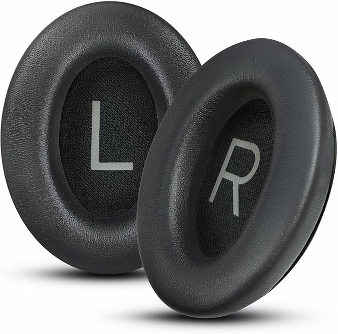 Headphones Replacement Ear Pads, Protein Leather earpad Cushions for Bose QuietComfort 45（QC45） Headphones, Softer Memory Foam - Black