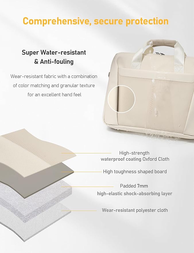 15-16 Inch Laptop Shoulder Bag Business Briefcase Water Resistant Computer Messenger Bags Compatible with MacBook Pro 16, MacBook Air 15 M4, HP, Dell, ASUS Notebook, Pearl White