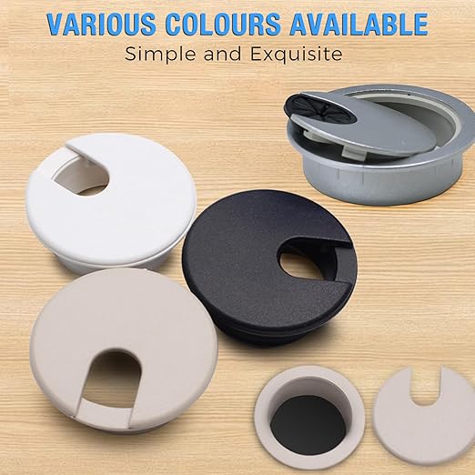 Desk Grommet 1-1/2" (38 mm), Desk Cord Hole Cover, Cable Grommet ABS Plastic, Desk Hole Grommet for Office and Home Table Cable, Detachable Cable Cord Organizer (Black 8 Pcs)