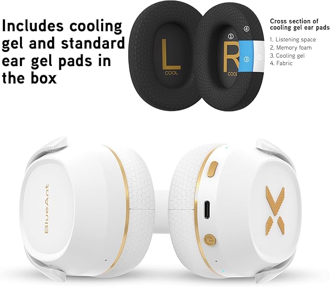 BlueAnt Pump X - The Gym Headphones | Sports Headphones | Cushioned & Cooling Ear Pads | (ANC) Active Noise Cancelling/Advanced Transparency | Wireless | Up to 58hr Play Time (Black | Silver)