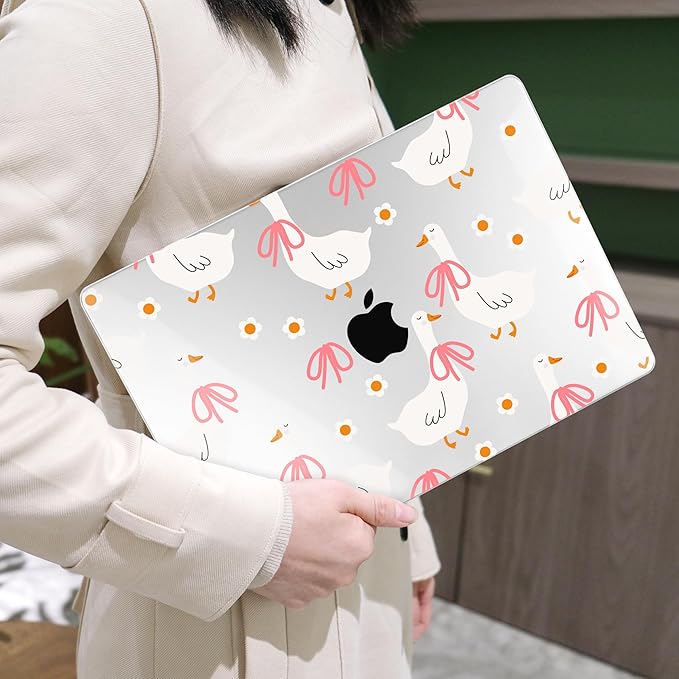 MEEgoodo Case for M4/M3/M2 MacBook Air 13.6 inch Case 2025 2024 2022, Fit Model A3240/A3113/A2681, Laptop Hard Shell with Keyboard Cover Compatible with MacBook Air 13 inch, Goose Farm & Bows