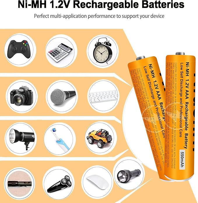 4 Pack NI-MH AAA Rechargeable Battery for Panasonic, 1.2V 550mah AAA Rechargeable Batteries for Panasonic Cordless Phones Handset, Remote Controls, Electronics