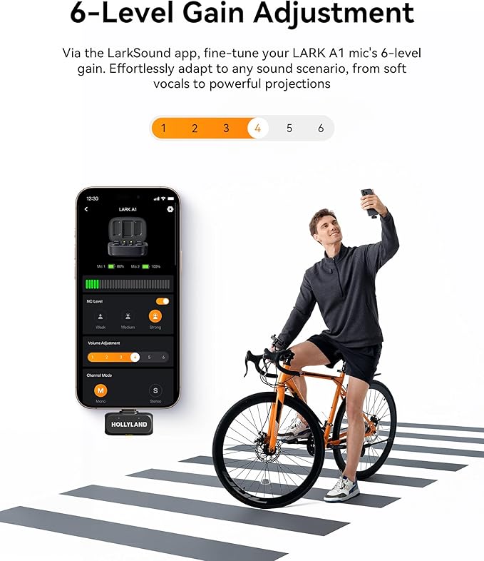 Hollyland Lark A1 Wireless Mini Microphone for iPhone & Android, 48kHz/24-bit, 3-Level Intelligent Noise Cancel, Microphone for YouTube, Podcast, Vlogging (White, 2TX + 2RX + Charging Case)