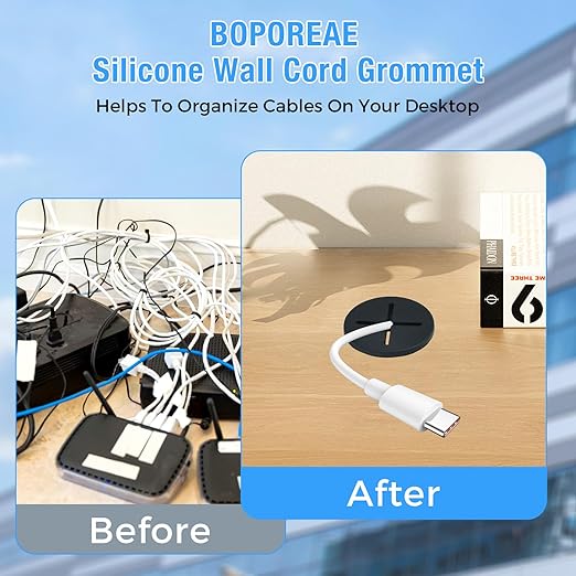 Desk Grommet, 3/4 in 20 mm Silicone Rubber Grommets, Black Desk Hole Cover for Cables, Flexible Wall Cord Pass Through Grommet for Office Table Computer Home Furniture Wire Organizer-8 Pcs