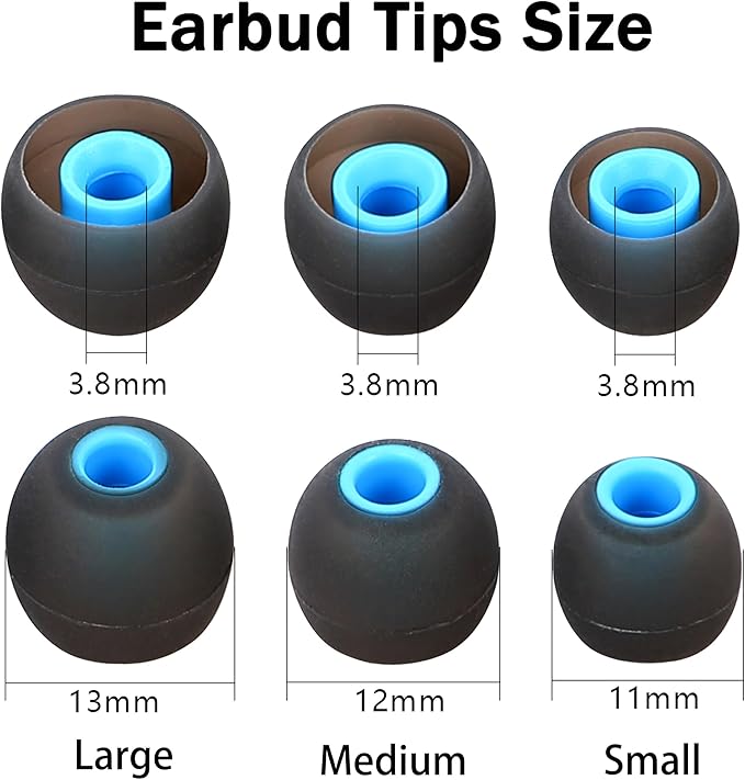 Silicone Earbud Tips Replacement Ear Tips Earbud Covers Fit Most in-Ear Earbuds(Inner Hole 3.8mm -5.1mm) Headphone Earbud Rubber Tips9 Pairs S M L