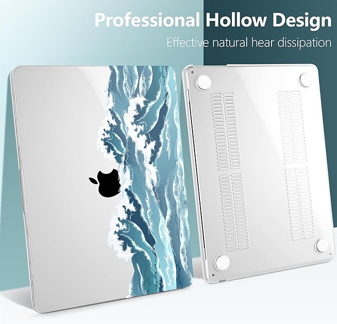TWOLSKOO Compatible with M4 MacBook Air 15 inch Case 2025-2023 Released Model M4 A3241 M3 A3114 M2 A2941, Plastic Hard Shell & Screen Protector & Keyboard Cover & Trackpad Film, Ocean