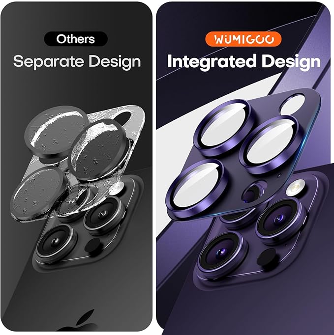 Camera Lens Protector for iPhone 16 Pro Max/16 Pro/iPhone 15 Pro Max/15 Pro/iPhone 14 Pro Max/14 Pro, Aluminum Alloy Sapphire Glass Camera Screen Cover, Case Friendly- Deep Purple