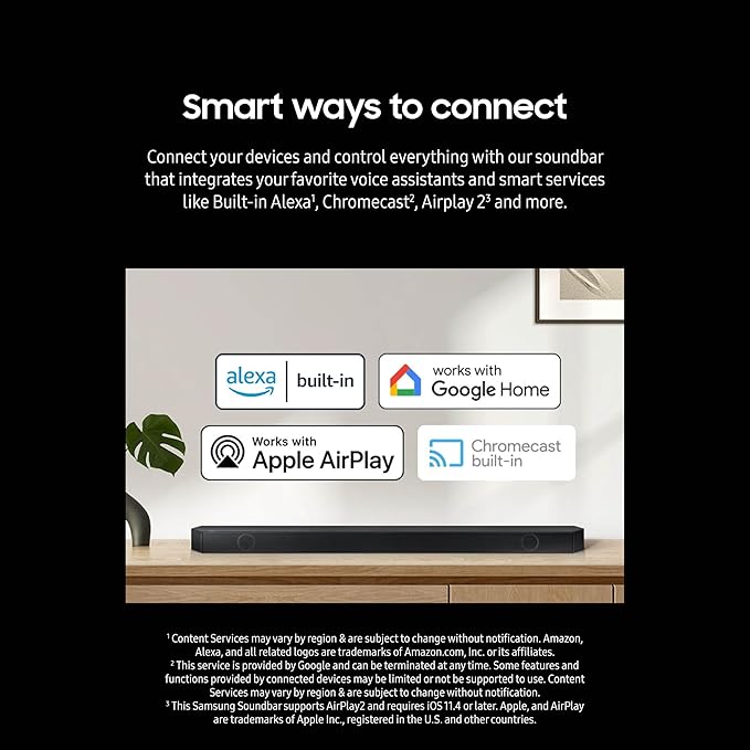 SAMSUNG Q990D 11.1.4ch Soundbar w/Wireless Dolby Atmos Audio, Rear Speaker Included, Q-Symphony, SpaceFit Sound Pro, Adaptive Sound, Game Mode Pro with Alexa Built-in, HW-Q990D/ZA