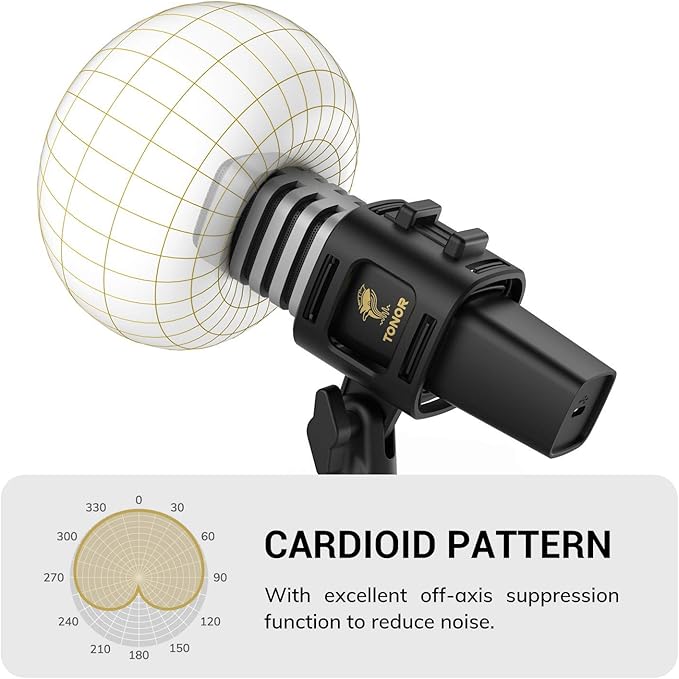 TONOR USB Microphone for PC, Cardioid Condenser Computer Mic with Tripod Stand, Pop Filter, Shock Mount for Gaming, Streaming, Podcasting, YouTube