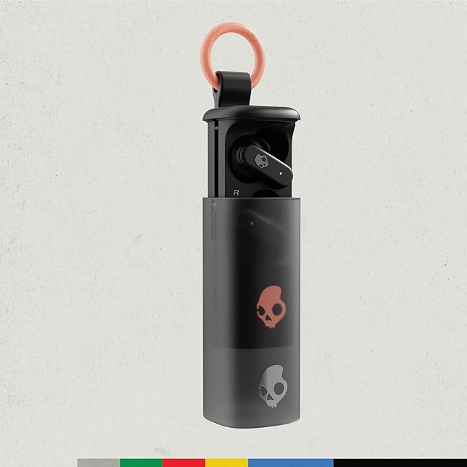 Skullcandy Dime Evo Wireless Earbuds, Bluetooth Headphones, Noise Isolating Fit, Up to 36 Hours Battery, Microphone for iPhone Android, Easy Carry with Clip-Anywhere Case - True Black