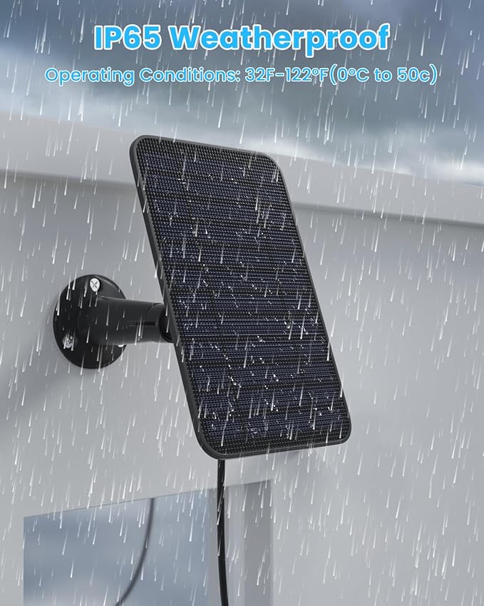 5W Solar Panel for Blink Camera Outdoor, Solar Panel Charger with Battery Compatible with New Blink Outdoor 4 (4th Gen) Camera, with 13.1ft Cable, IP65 Weatherproof, Includes Secure Wall Mount, 4 Pack